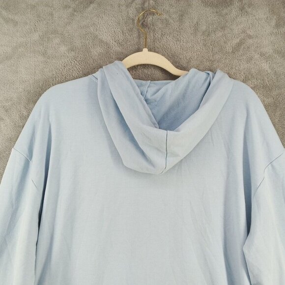 SHEIN Hoodie Size LARGE(12-14) "NOWHERE" Print Light Blue Knit Casual Pullover - Picture 10 of 12